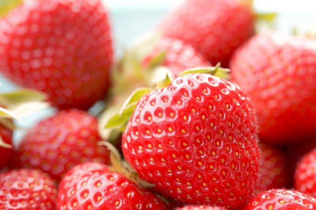close-up of strawberries in soft focus