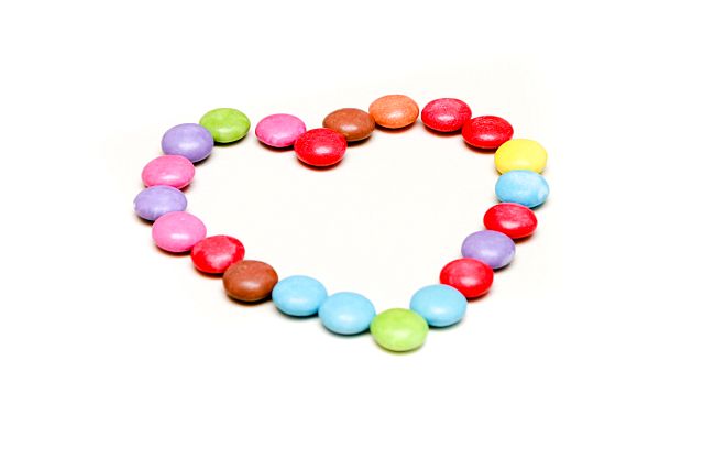 candies in the shape of a heart